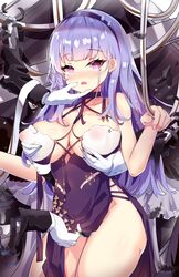  14chendoe 1girls azur_lane bra dido_(anxious_bisque_doll)_(azur_lane) dido_(azur_lane) erect_nipples fondling_breasts groping_breasts headband holding_umbrella light-skinned_female light_skin purple_hair royal_navy_(azur_lane) see-through skirt_lift tagme thighs  rating:explicit score: user:deleted107137