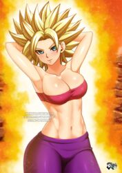 1girls arms_up big_breasts breasts caulifla cleavage dragon_ball dragon_ball_super female female_only jadenkaiba saiyan shounen_jump solo solo_female super_saiyan tagme rating:Explicit score:58 user:Hantise