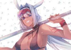 1girls abs animal_ears artist_request bangs bare_arms bare_shoulders bikini bikini_top black_bikini breasts caenis_(fate) cleavage dark-skinned_female dark_skin fate/grand_order fate_(series) female female_focus female_only inner_sideboob large_breasts looking_at_viewer short_hair sideboob skimpy skimpy_bikini sole_female solo solo_female solo_focus swimsuit swimwear tagme tan_body tan_skin toned toned_female water wet wet_clothes white_background white_hair rating:Questionable score:16 user:CalZone