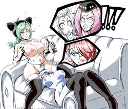 1boy 3girls alcohol awoken blue_skin bungie crossover cunnilingus destiny_(game) drunk facesitting female female_protagonist green_hair jojo's_bizarre_adventure jolyne_kujo lewdamone licking_pussy mara_sov narciso_anasui oral oral_sex petra_venj pink_hair red_hair stone_ocean toned toned_female white_hair yuri rating:Explicit score:297 user:Cranium