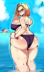 1girls android_18 ass big_breasts breasts dragon_ball dragon_ball_z embo female female_only huge_ass large_breasts solo thick_thighs wide_hips rating:Explicit score:237 user:justausername