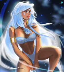 1girls armlet atlantis:_the_lost_empire bikini blue_eyes dark-skinned_female disney kida large_breasts long_hair royalty squatting tattiart white_hair rating:Explicit score:185 user:TheKindHaremMaster