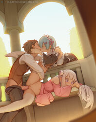 1boy 2021 2d 2girls absurd_res artist_name bad_twitter_id bartolomeobari blue_hair breasts closed_eyes clothed_sex clothing cock cuckquean dick dress elf elf_ears elf_female emilia_(re:zero) feet female hi_res human human_male interspecies kissing larger_male leg_grab legs_up light-skinned_female light_skin maid maid_uniform male male_human/female_elf natsuki_subaru no_panties nopan nsfw on_side oni oni_female open_mouth pale-skinned_female pale_skin patreon_username penetration penis pointy_ears pussy re:zero_kara_hajimeru_isekai_seikatsu rem_(re:zero) romantic sex silver_hair skirt skirt_lift smaller_female socks spread_legs stockings suit teenage_boy teenage_couple teenage_girl teenager teenager_on_teenager thigh_socks thighhighs uncensored vaginal_penetration vaginal_sex white_hair white_legwear white_socks white_thighhighs wholesome wide_eyed rating:Explicit score:2992 user:bot