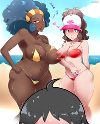 1boy 2girls bbw beach big_breasts big_hair bikini bikini_aside black_hair black_skin blue_eyes blush brown_hair cap cheren_(pokemon) chocolate_and_vanilla chubby chubby_female cloud coca colored condom condom_in_hand dark-skinned_breasts dark-skinned_female dark_skin green_hair gym_leader hairy_pussy hat headband hilda_(pokemon) lenora_(pokemon) long_hair nipples one_breast_out pale-skinned_female pale-skinned_male pale_skin plump plus_size pokemon pokemon_bw puffy_areola red_bikini_top sand sea short_hair sky sweat sweating thick_thighs uncensored unseen_male_face yellow_bikini_top rating:Explicit score:84 user:Tulski