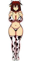 1girls bell big_breasts brown_hair closed_eyes cow_bikini cow_costume cow_print cowbell ear_tag female female_only frisk sweat underboob undertail undertale white_background white_skin yazu_(artist) yazuel_aliel year_of_the_ox rating:Explicit score:143 user:lemdes