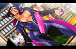 1girls 3d bodysuit cammy_white catsuit chobixpho eyepatch female female_only juri_han sex_toy solo strap-on street_fighter street_fighter_v rating:Explicit score:17 user:kiseijuuisuzune