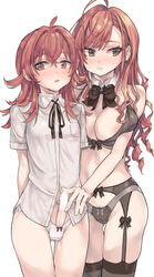 1futa 1girls ahoge areola_slip areolae arisugawa_natsuha ass_visible_through_thighs big_breasts black_bra black_legwear black_panties blouse blush bottomless bra breast_pocket breasts bulge censored cleavage closed_mouth clothed clothing collared_shirt couple couple_(disambiguation) detached_collar duo erection female female_pubic_hair femdom futa_with_female futanari futasub garter_belt garter_straps hair_between_eyes highres human idolmaster idolmaster_shiny_colors komiya_kaho large_breasts light-skinned_female light-skinned_futanari light_skin lingerie long_hair mostly_nude multiple_girls open_mouth pale_skin panties partially_clothed penis pocket pubic_hair pubic_hair_peek red_hair shirt short_sleeves simple_background standing stockings thigh_gap thighhighs tsukeo underwear white_background white_panties white_shirt yuri rating:Explicit score:150 user:bot