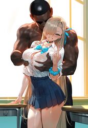  ai_generated asuna_(blue_archive) asunablacked big_penis blonde_hair blue_archive dark-skinned_male interracial  rating:explicit score: user:amolaspollxs