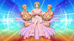 1girls 2boys absurdres akiranime animated aphrodite_(shuumatsu_no_valkyrie) areolae bare_shoulders blinking blonde_female blonde_hair blue_eyes breast_grab breasts breasts_out breasts_out_of_dress cleavage clothed_female_nude_male collarbone completely_nude dark-skinned_male dark_skin dress erect_nipples feet flower flower_on_head full_body glowing goddess gown grabbing greek_clothes greek_mythology hair_flower hair_ornament hands_on_another's_shoulders highres huge_areolae huge_breasts huge_nipples legs_crossed lights looking_at_viewer mp4 multicolored multiple_boys muscular muscular_male music nude pink_clothes puffy_areolae puffy_nipples record_of_ragnarok see-through shiny shuumatsu_no_valkyrie sitting sound tagme thick_thighs thighs toes video wavy_hair rating:Questionable score:128 user:ron50