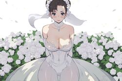 chun-li earrings hands_behind_back hibaneim necklace see-through see-through_clothing street_fighter wedding wedding_dress wide_hips wife rating:Explicit score:84 user:deleted9785