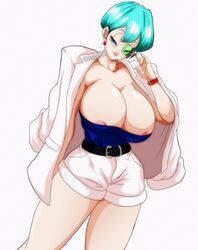 1girls adjusting_eyewear areola_slip areolae big_breasts blue_hair breasts bulma_briefs bulma_briefs_(beginnings_of_dragon_ball_z) bursting_breasts busty cleavage dragon_ball dragon_ball_z female female_focus female_only green-tinted_eyewear hourglass_figure huge_breasts milf nala1588 overflowing_breasts pose posing scouter shounen_jump solo solo_female tagme thick_thighs tinted_eyewear wide_hips rating:Explicit score:203 user:Dragonballgt9999