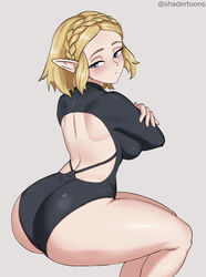 1girls ass big_ass big_butt blonde_hair blue_eyes blush breasts breath_of_the_wild female nintendo pointy_ears princess_zelda shadertoons short_hair swimsuit tears_of_the_kingdom the_legend_of_zelda thick_ass thick_thighs zelda_(tears_of_the_kingdom) rating:Questionable score:213 user:Bikuta69