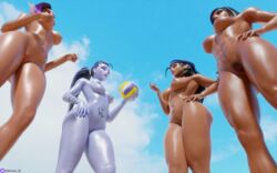 3d 4girls abs ana_amari ass beach big_ass big_breasts big_butt black_hair breasts dark-skinned_female female female_only fit fit_female hands_on_hips mother_and_daughter navel_piercing nemesis_3d overwatch pharah pussy shiny_skin sombra standing tattoo thick_thighs thighs volleyball widowmaker rating:Explicit score:210 user:Nemesis_3d