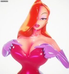 3d 3d_(artwork) animated areola_slip big_breasts bouncing_breasts busty cleavage curvy disney earring exposed_breasts female female_focus female_only green_eyes hair_over_one_eye hourglass_figure imbapovi jessica_rabbit jiggle milf nipple_slip nipples no_sound purple_gloves red_dress red_eyes red_lipstick strip strip_tease video voluptuous who_framed_roger_rabbit rating:Questionable score:196 user:ScornTops