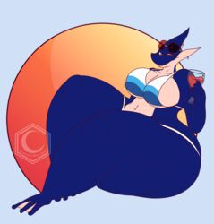 1:1 1girls amphibian anthro ass bbw beachwear big_breasts big_butt big_hips big_thighs bikini blue_background blue_body breasts capdocks cleavage crescent-blue-zero curvaceous curvy_figure digital_media_(artwork) eyewear eyewear_on_head female female_only glass glasses glasses_on_head greninja hi_res holding_glass holding_object hourglass_figure huge_butt huge_hips huge_thighs nintendo overweight overweight_anthro overweight_female pokémon_(species) pokemon raijin_(capdocks) simple_background slightly_chubby sunglasses sunglasses_on_head thick_thighs thighs video_games wide_hips wink winking_at_viewer rating:Questionable score:54 user:Rafistar100