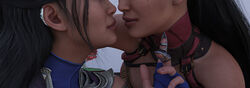 2girls 3d almost_kissing black_hair clone clonecest closed_mouth cute edenian female female_only femdom finger_claws freckles fully_clothed hi_res hidden_face human imminent_kiss incest kissing kissing kitana kiteena long_hair mileena mortal_kombat mortal_kombat_1_(2023) ponytail princess rayalterego23 royalty sisters temptation tempting yuri rating:Questionable score:20 user:movesetmain