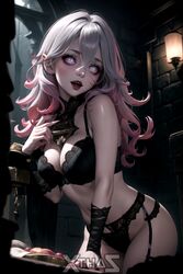  1girls ai_generated briar_(league_of_legends) cleavage demon_girl female female_focus female_only goth goth_girl gothic hair_between_eyes league_of_legends lingerie no_pupils open_mouth pale-skinned_female pale_skin seductive standing vampire vampire_girl voluptuous voluptuous_female white_hair xthaz  rating:explicit score: user:xthaz