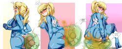 1girls big_ass big_butt blonde_hair blush fart fart_cloud fart_fetish fart_torture farting lazei looking_back metroid metroid_(creature) nintendo ponytail samus_aran sitting text_bubble rating:Explicit score:53 user:anon84048