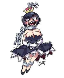 1girls black_dress black_hair breasts chain_chomp chompette fangs female gerph horny mario_(series) new_super_mario_bros._u_deluxe nintendo super_crown thick_thighs white_background rating:Explicit score:43 user:Derpinasex