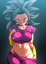 1girls big_breasts black_eyes black_hair blush breasts dragon_ball dragon_ball_super eye_contact female female_only huge_breasts kefla large_breasts looking_at_viewer medium_hair nipple_bulge rom saiyan shounen_jump smile solo solo_female standing thick_thighs thighs rating:Questionable score:210 user:Bikuta69