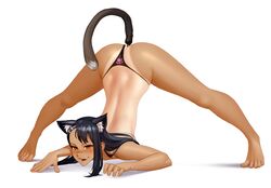 1girls all_fours anal anal_tail barefoot black_hair blush breasts brown_eyes cat_ears cat_tail feet female female_focus female_only hayase_nagatoro jack-o_pose kairuhentai kairunoburogu long_hair looking_at_viewer panties please_don't_bully_me,_nagatoro sex_toy simple_background smile solo solo_female splayed_toes spread_legs tanline tanned toes topless white_background wide_hips rating:Explicit score:770 user:justausername