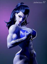 3d abs biceps big_ass big_breasts big_butt bikini blue_skin cote_d'azur_widowmaker fit fitness flexing gradient_background muscle muscles muscular muscular_arms muscular_female overwatch swimsuit the_blue_widow33 thin_waist widowmaker yellow_eyes rating:Questionable score:108 user:The_Blue_Widow33