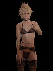 1boy 3d blonde_hair blue_eyes bra cloud_strife crossdressing crossdressing_male emberstock femboy final_fantasy final_fantasy_vii final_fantasy_vii_remake garter_belt garter_straps gay girly light-skinned_femboy light-skinned_male male male_only solo solo_male yaoi rating:Explicit score:286 user:thewalkinged