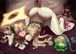 1girls absurd_res arc_system_works ass_focus ass_up bottom_heavy female female_only guilty_gear guilty_gear_xrd highres huge_ass jack-o'_valentine looking_at_viewer mcc-cookie mcc_cookie multicolored_hair platinum_blonde_hair red_eyes sol_badguy top-down_bottom-up white_bodysuit white_clothing white_hair rating:Questionable score:110 user:MaximumClaire