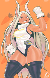 1girls abs boku_no_hero_academia bunny_ears dark-skinned_female dark_skin eymbee female female_only gloves legwear leotard long_hair looking_at_viewer miruko my_hero_academia orange_background pose red_eyes rumi_usagiyama smug solo solo_female thick_thighs toned toned_female white_hair rating:Safe score:94 user:!nner$elf89