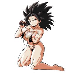 1girls big_breasts big_nipples bikini black_eyes black_hair caulifla color dragon_ball dragon_ball_super dragon_ball_z large_areolae large_breasts massive_breasts muscular_female navel oil oiled_body oiled_skin pseudocel saiyan suspicious undone_bra white_background rating:Explicit score:110 user:P_Vegeta