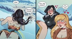 3girls ass ass_focus black_hair blonde_hair blush cassie_sandsmark dc_comics dialogue diana_prince donna_troy edit female female_only heart humor implied_yuri long_hair multiple_girls outdoors polmanning snow staring staring_at_ass wonder_girl wonder_woman wonder_woman_(series) yuri rating:Questionable score:212 user:NoString