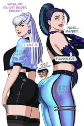 akali ass big_ass big_butt black_hair butt evelynn female female_only iury_padilha k/da_all_out_akali k/da_all_out_evelynn k/da_all_out_kai'sa k/da_all_out_series kai'sa league_of_legends leggings skirt text white_hair yellow_eyes rating:Questionable score:266 user:ugaugaugau12e