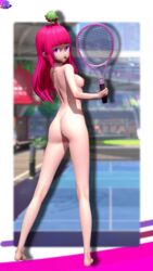  3d 3d_(artwork) ass athletic cosmixlewds detailed_shading koikatsu looking_back nintendo nintendo_switch nintendo_switch_sports nipples nude nude_female pink_eyes pink_hair posing side_boob solo_female sportsmate tennis tennis_ball tennis_racket video_game_character  rating:explicit score: user:h3nikolmix