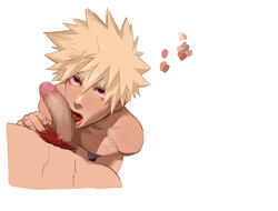  2boys bakugou_katsuki blowjob blowjob_face boku_no_hero_academia gay katsuki_bakugou licking male/male male_only my_hero_academia pov reikkn yaoi  rating:explicit score: user:reikkn