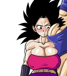 1boy 1girls big_breasts cabba caulifla dragon_ball dragon_ball_super horny muscular_female nipple_bulge penis_in_face pseudocel saiyan surprised rating:Explicit score:192 user:KuroNekoChan