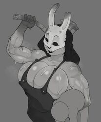 algo_original axe big_breasts black_hair breasts bunny_mask carrying dead_by_daylight female female_only greyscale huntress huntress_(dead_by_daylight) long_hair scars sweat sweater sweaty_body tagme voluptuous rating:Explicit score:208 user:Nsfw_sexy