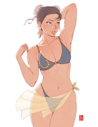 1girls abs asian bikini breasts brown_hair capcom chun-li cleavage earrings female female_only muscular navel slave_leia_(cosplay) smile solo street_fighter volt_crocodile rating:Questionable score:193 user:voltcroc