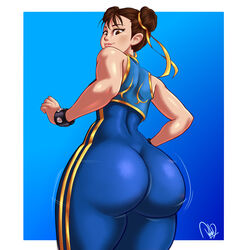 1girls ass big_ass big_butt bodysuit brown_eyes brown_hair bubble_butt capcom chun-li dat_ass double_bun fully_clothed huge_ass large_ass looking_down motion_lines parvad skin_tight street_fighter thick_ass thick_thighs thighs tight_clothing wide_hips wiggle_lines rating:Questionable score:177 user:Bikuta69