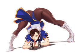 1girls brown_eyes brown_hair capcom chinese_clothes chun-li face_down_ass_up feguimel female female_only fully_clothed hair_buns hi_res jack-o_pose jackochallenge pantyhose solo solo_female spiked_bracelet splits street_fighter thick_thighs white_background rating:Questionable score:229 user:!nner$elf89