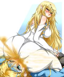 2girls ass_on_face big_ass big_butt blonde_hair blue_eyes blush butt disgusted elf_ears facesitting fart fart_cloud fart_fetish fart_torture farting farting_in_face female_only lazei looking_back nintendo pointy_ears princess_zelda rear_view smile tears the_legend_of_zelda zelda_(breath_of_the_wild) zelda_(skyward_sword) rating:Explicit score:102 user:anon84048