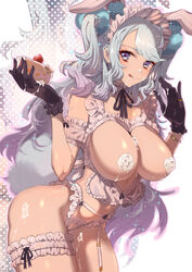 1girls 2021 animal_ears arched_back ass bare_arms bare_ass bare_breasts bare_legs bare_midriff bare_shoulders bare_thighs barely_visible_genitalia barely_visible_pussy belly_button black_gloves blue_hair bracelet breasts bunny_ears bunny_girl cake cleavage cream cream_on_ass cream_on_body cream_on_breasts cream_on_face cream_on_thighs cum cum_in_mouth cum_on_ass cum_on_body cum_on_breasts cum_on_face dark-skinned_female dark_skin female female_focus female_only flowing_hair fluffy_tail garter garter_belt garter_straps gloves gyaru hair_ornament hair_ribbon holding_object inner_sideboob large_breasts leaning_forward lingerie long_hair looking_at_viewer looking_to_the_side maid maid_apron maid_headdress navel navel_line nipple_bulge nipples open_clothes particles_(artist) particles_(effect) pink_hair rabbit_tail ribbon ring ruffles side_view sideboob silver_eyes simple_background skimpy sole_female solo solo_female solo_focus tagme tail tan_skin thick_thighs thigh_strap thighhighs thighs tongue tongue_out twintails two_tone_hair underboob very_long_hair watch rating:Explicit score:103 user:CalZone