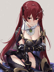 1girls alternate_costume armor bangs black_legwear blush breastplate breasts brooch cleavage closed_mouth corrin_(fire_emblem)_(female)_(cosplay) cosplay detached_collar emerald_(gemstone) faulds female female_only fire_emblem fire_emblem_fates frills gauntlets gem gloves grey_background hand_on_own_arm haru_(nakajou-28) highres inner_thighs jewelry leaning_forward long_hair medium_breasts oversized_clothes red_eyes red_hair selena_(fire_emblem_fates) severa_(fire_emblem) shoulder_armor simple_background sitting small_breasts solo sweat thighhighs thighs very_long_hair wariza rating:Questionable score:128 user:Hyunkel