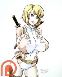 1girls 2017 big_breasts blonde_hair blue_eyes breast_suppress clothed clothed_female clothes clothing female female_only fully_clothed gigantic_breasts gwen_poole gwenpool gwenpool_(series) huge_breasts large_breasts marvel marvel_comics pillowds signature smile solo superheroine sword tagme weapon rating:Safe score:17 user:deleted5733