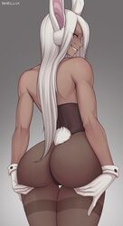 1girls ass ass_support big_ass bunny_ears bunny_tail bunnysuit eyebrows female gloves grabbing_own_ass long_hair looking_at_viewer looking_back miruko my_hero_academia presenting_hindquarters red_eyes rumi_usagiyama shellvi solo standing stockings thick_thighs thighs white_hair rating:Questionable score:734 user:Bikuta69