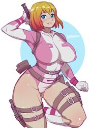 1girls belt big_breasts blonde_hair blue_eyes bokuman boots breasts female female_focus female_only gwen_poole gwenpool gwenpool_(series) huge_breasts jumpsuit katana leather_straps marvel marvel_comics one_piece_suit skin_tight solo solo_female solo_focus thick thick_thighs thunder_thighs weapon rating:Questionable score:205 user:deleted5733