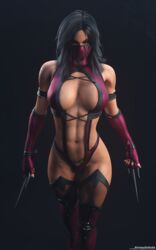 1girls 3d big_breasts black_hair blender breasts cleavage clothed elbow_gloves female female_only frown large_breasts long_hair mask mileena mortal_kombat mortal_kombat_(2011) navel pinup revealing_clothes sai_(weapon) shizzyzzzzzz solo tan_skin thigh_boots yellow_eyes rating:Questionable score:406 user:justausername