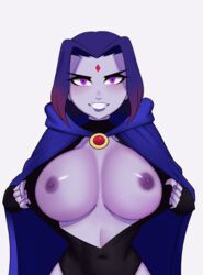 animated areolae big_breasts breasts dc dc_comics dogiflan female female_only flashing_breasts gothic purple_hair rachel_roth raven_(dc) teen_titans rating:Explicit score:213 user:dogiflan