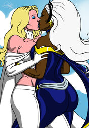 2girls african african_female big_breasts blonde_hair curvy curvy_female dark-skinned_female dark_skin emma_frost female female/female female_only fully_clothed human human_only interracial interracial_yuri kaywest kissing light-skinned_female light_skin marvel marvel_comics mature mature_female ororo_munroe storm_(x-men) voluptuous voluptuous_female white_hair white_queen x-men yuri rating:Questionable score:56 user:Blueblaster69