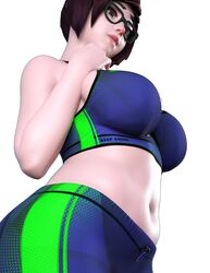 1girls 3d brown_eyes brown_hair female female_only glasses large_breasts mei_(overwatch) navel overwatch plain_background rude_frog solo sports_bra sportswear thick thick_eyebrows tied_hair rating:Safe score:81 user:Zomdra