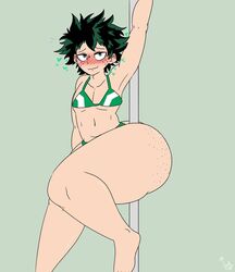 1boy 2021 artist_name barefoot big_ass big_butt bikini blush fat_ass feet femboy freckles green_eyes green_hair hearts huge_ass huge_butt izuku_midoriya looking_at_viewer male_only mr.lewd my_hero_academia pole pole_dancing seductive simple_background solo tagme thick_thighs wide_hips rating:Questionable score:123 user:Futanarifemboy